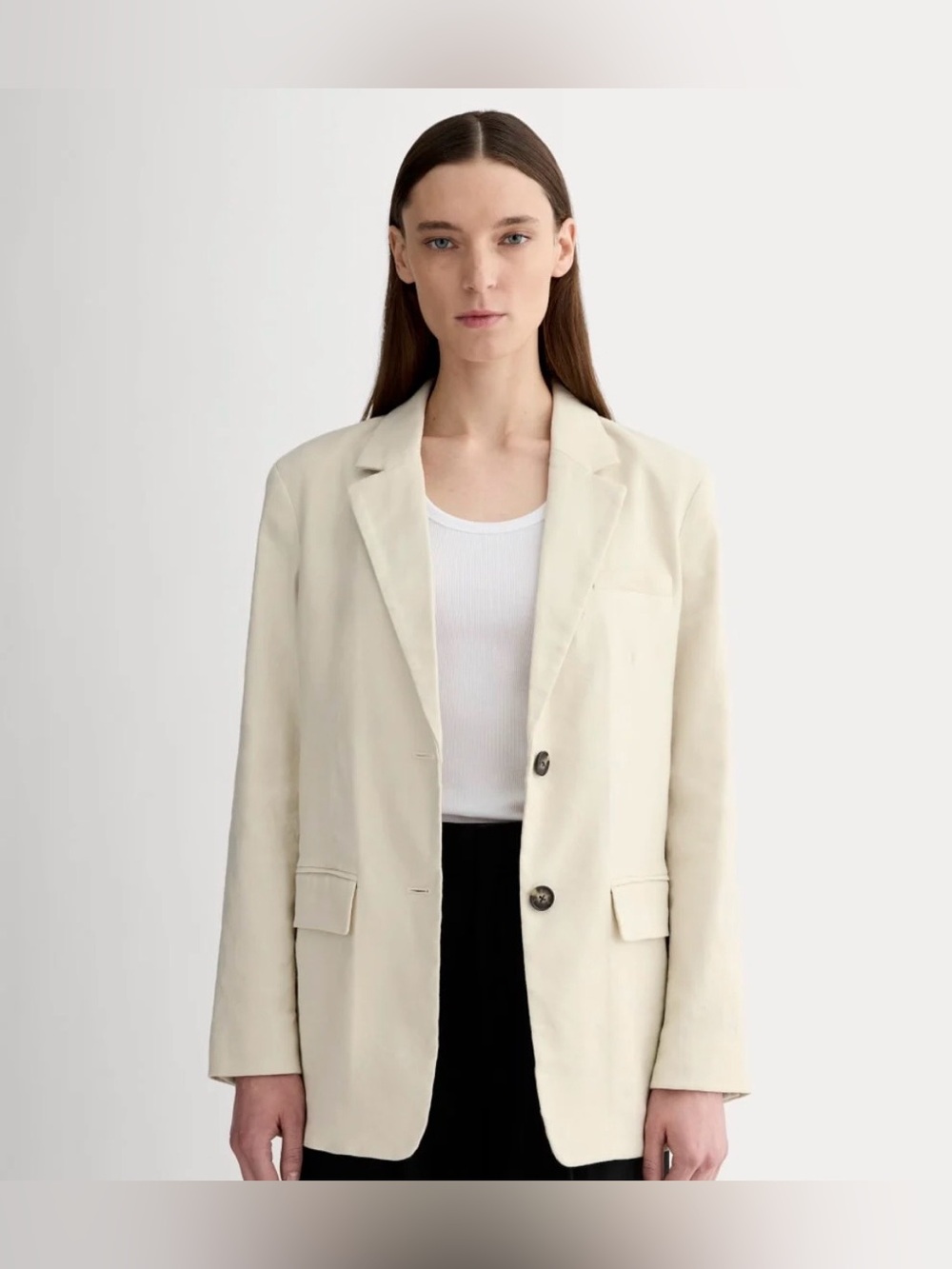 Everlane Oversized Linen Cream Blazer
